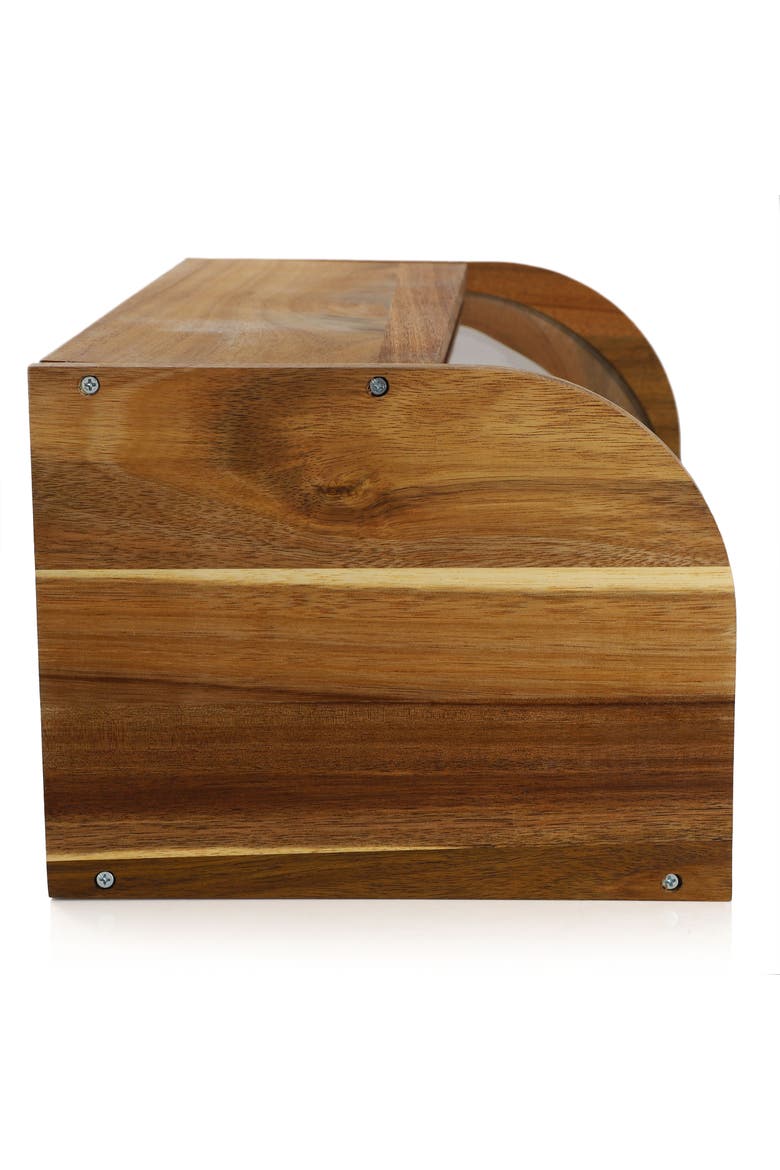 Acacia Wood Bread Box with Sliding Plastic Lid, Alternate, color, Acacia