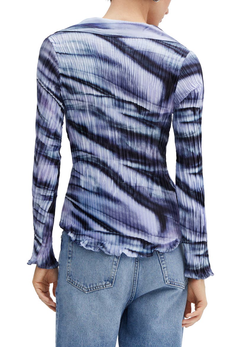 Tie Dye Pleated Button-Up Shirt, Alternate, color, BLUE