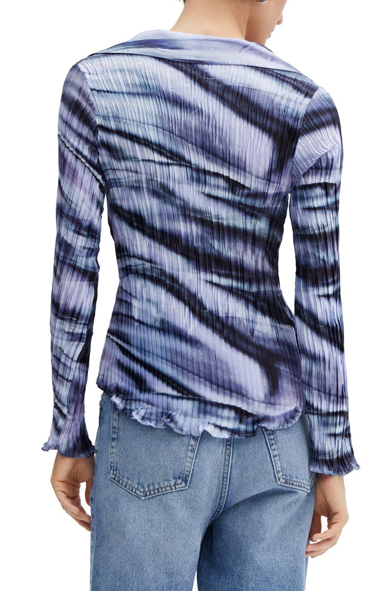 MANGO Tie Dye Pleated Button-Up Shirt, Alternate, color,