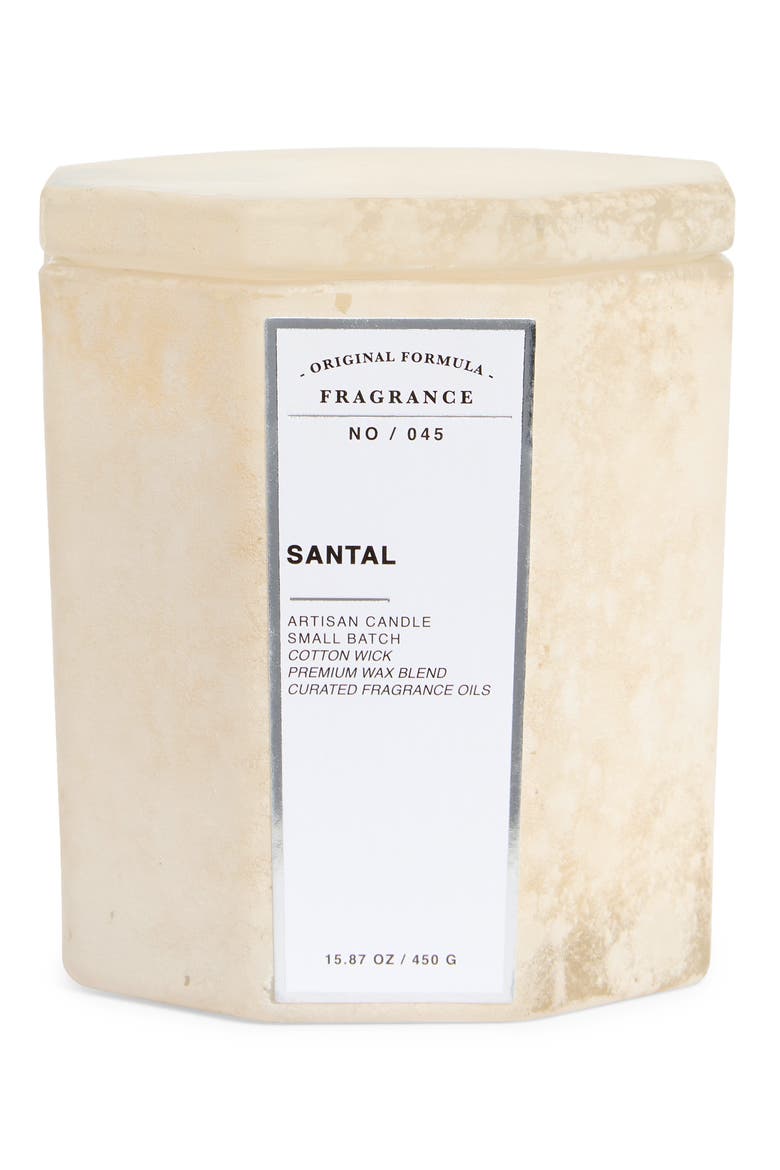 Sandblasted Scented Jar Candle, Main, color, SANTAL