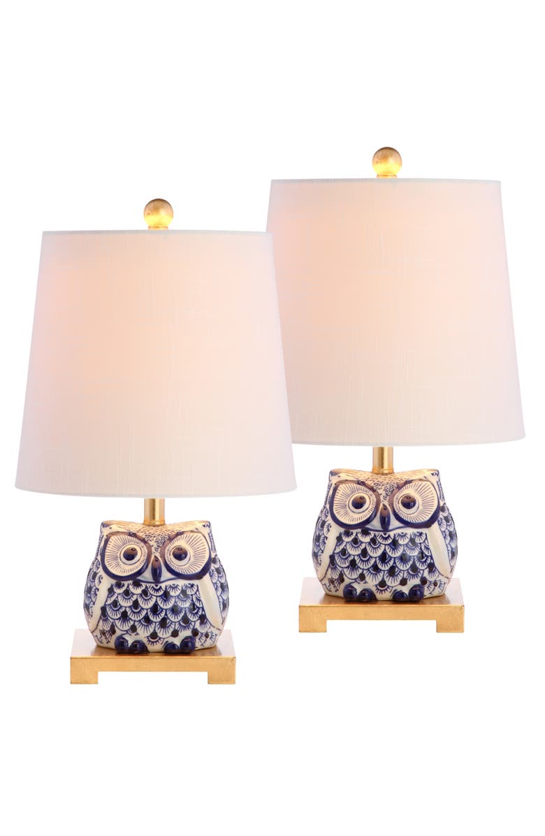 JONATHAN Y Justina 16" Ceramic Mini Table Lamp, Alternate, color, Blue/White