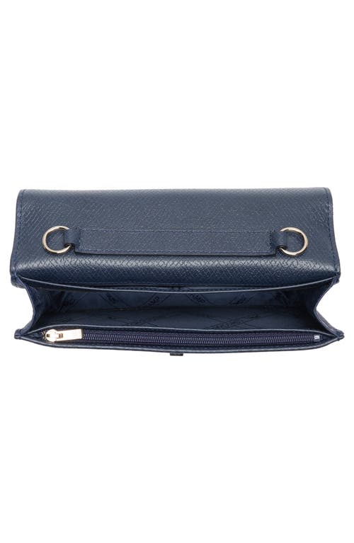 Longchamp Leather Flap Wallet On A Chain In Blue