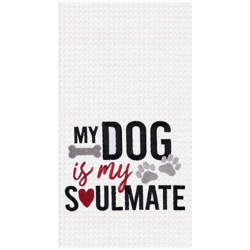 C & F Home C&f Home Dog Is My Soulmate Kitchen And Bathroom Embroidered Waffle Hand Towel In Multi