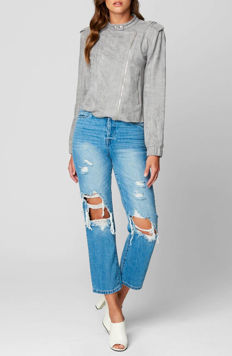 BLANKNYC Faux Suede Moto Bomber, Alternate, color,