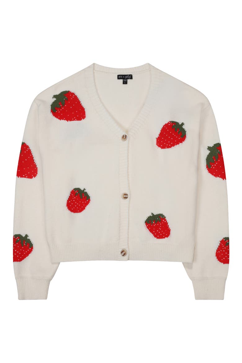 Kids' Strawberry Cardigan, Main, color, IVORY