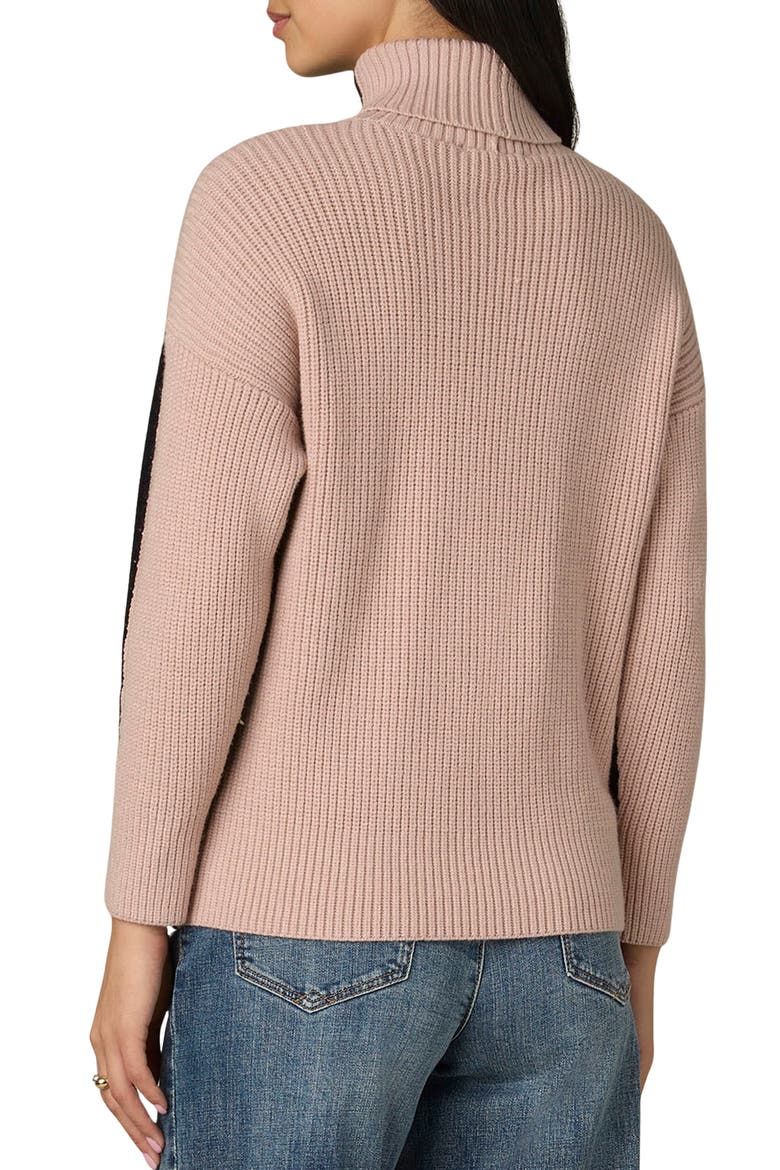Colorblock Turtleneck Sweater, Alternate, color, BLACK/ MAHOGANY ROSE