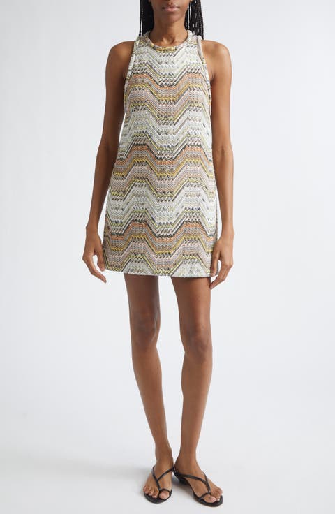 Metallic Zigzag Sequin Sleeveless Minidress