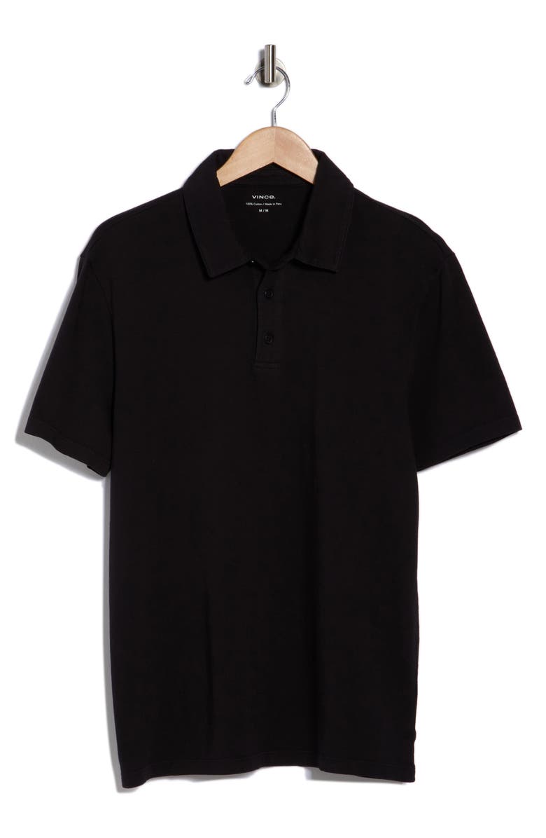 Vince Garment Dyed Cotton Polo, Alternate, color, Washed Black