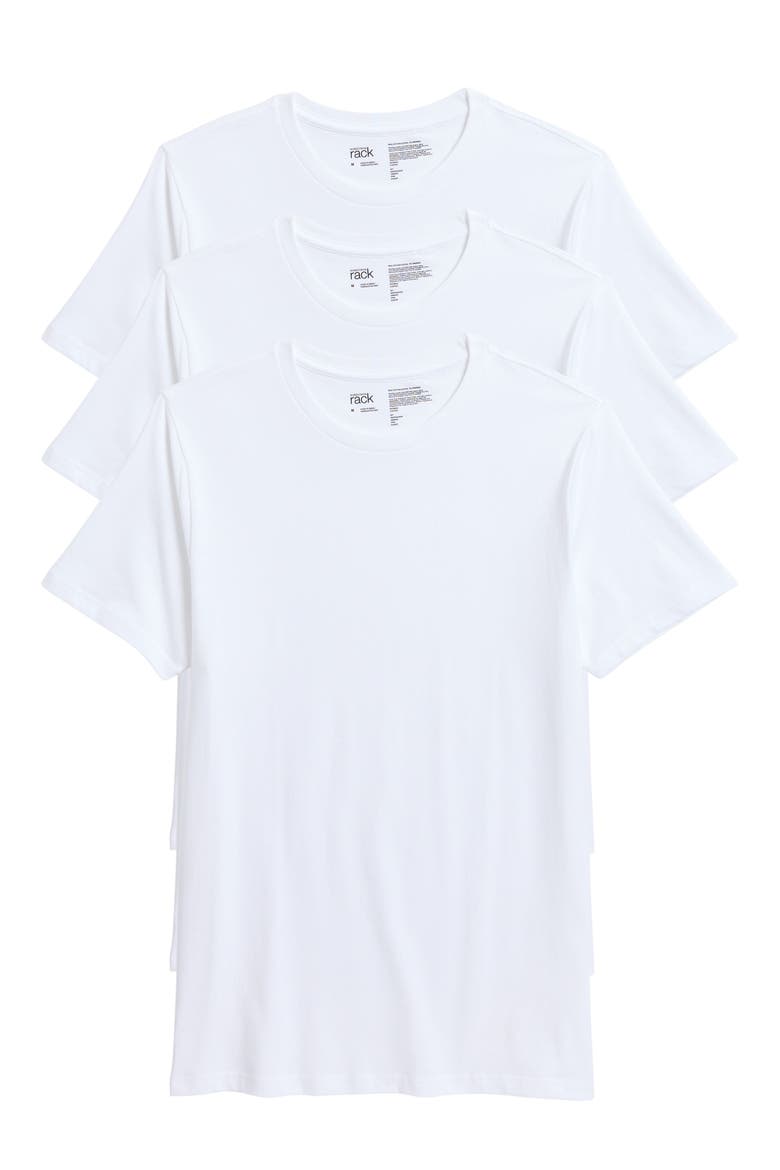 Stretch Cotton Slim Fit 3-Pack Crewneck Undershirts, Alternate, color, WHITE