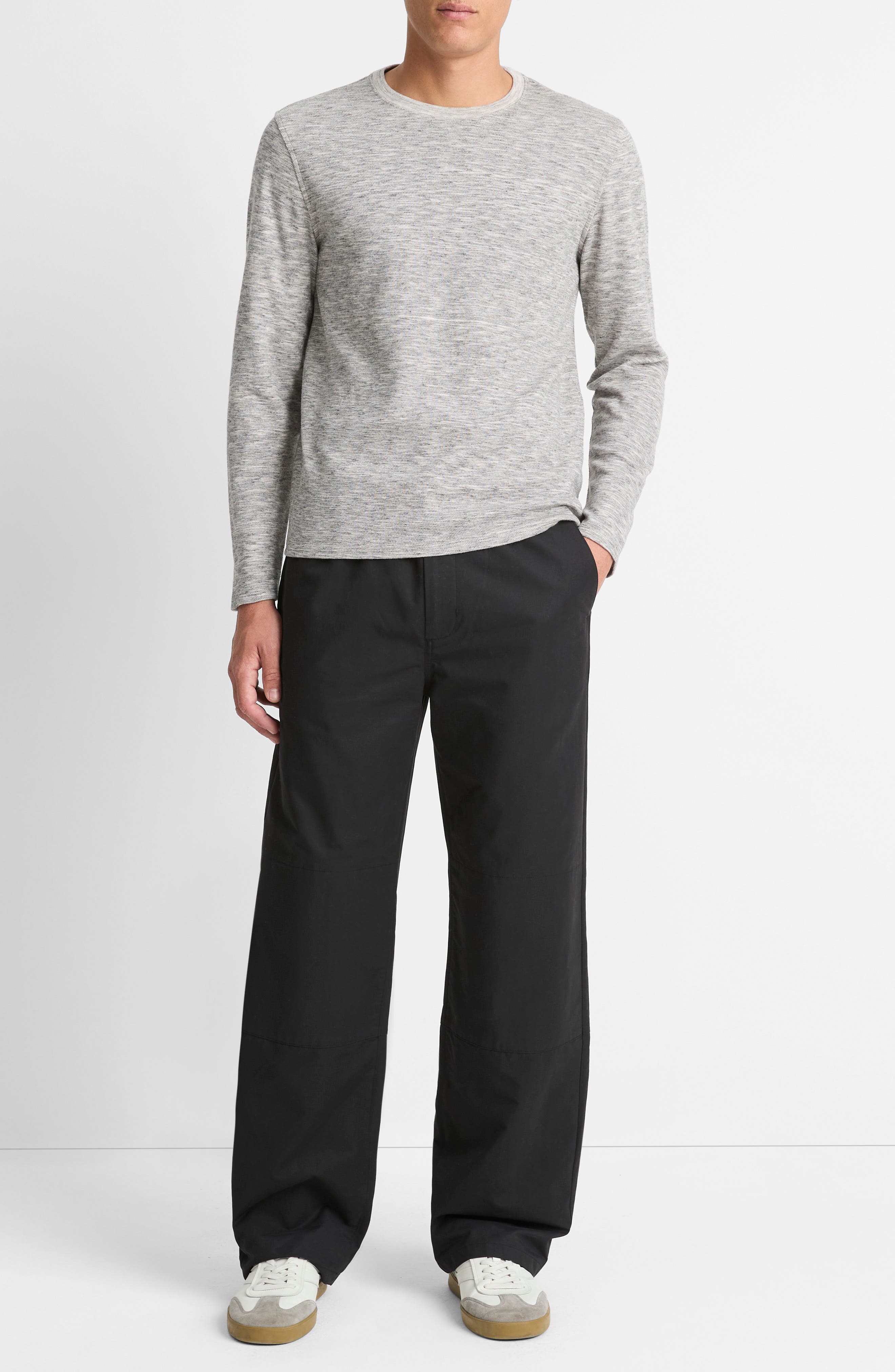 Vince Long Sleeve Double Knit Crewneck T-Shirt