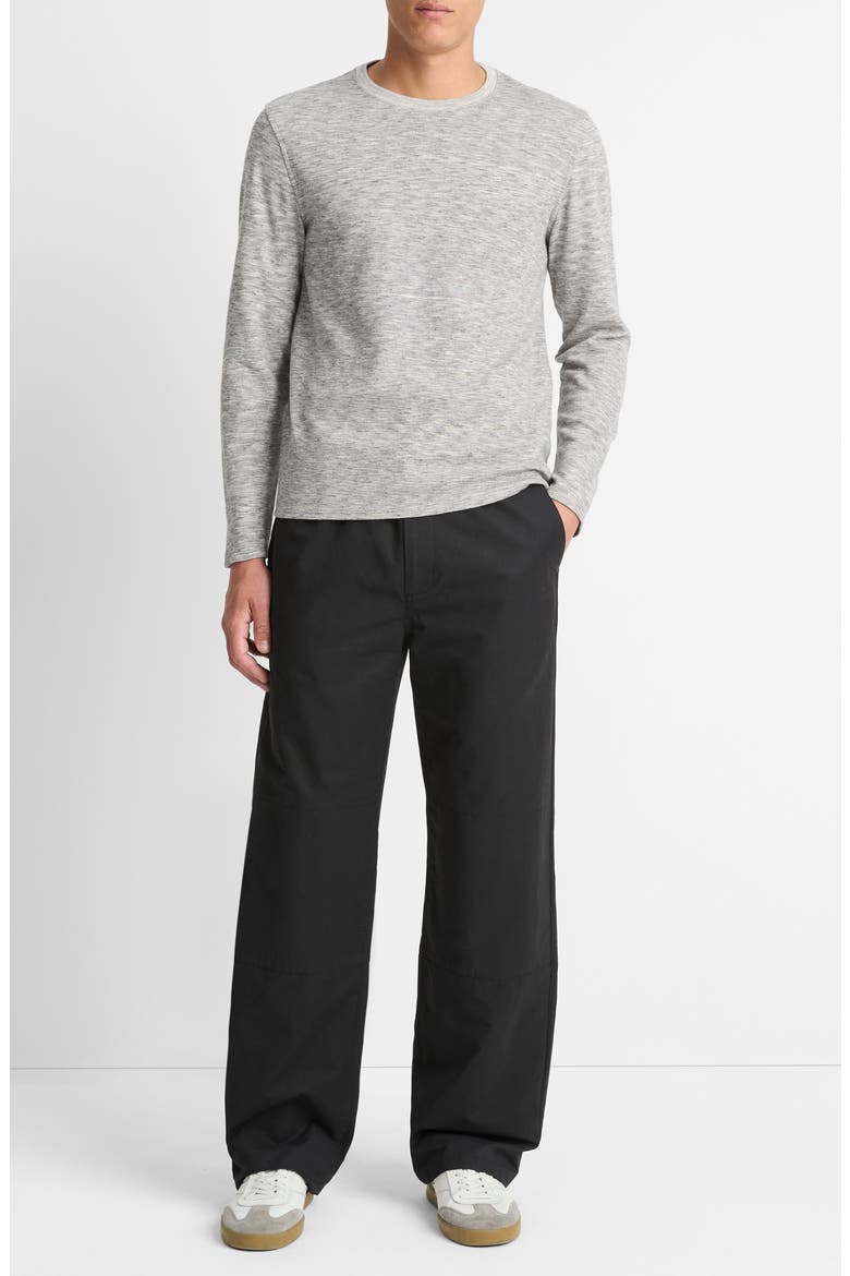 Long Sleeve Double Knit Crewneck T-Shirt, Main, color, BLACK/OFF WHITE