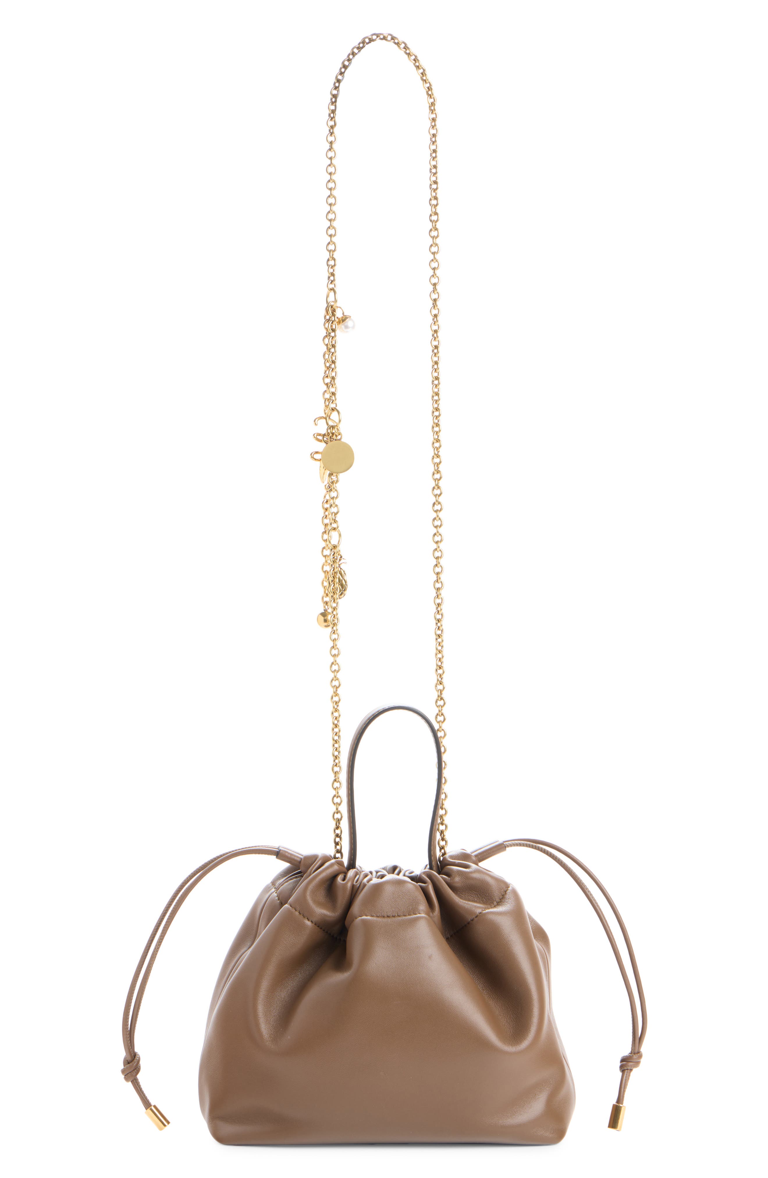 Mini Icons Leather Shoulder Bag, Alternate, color, SMOKED BROWN