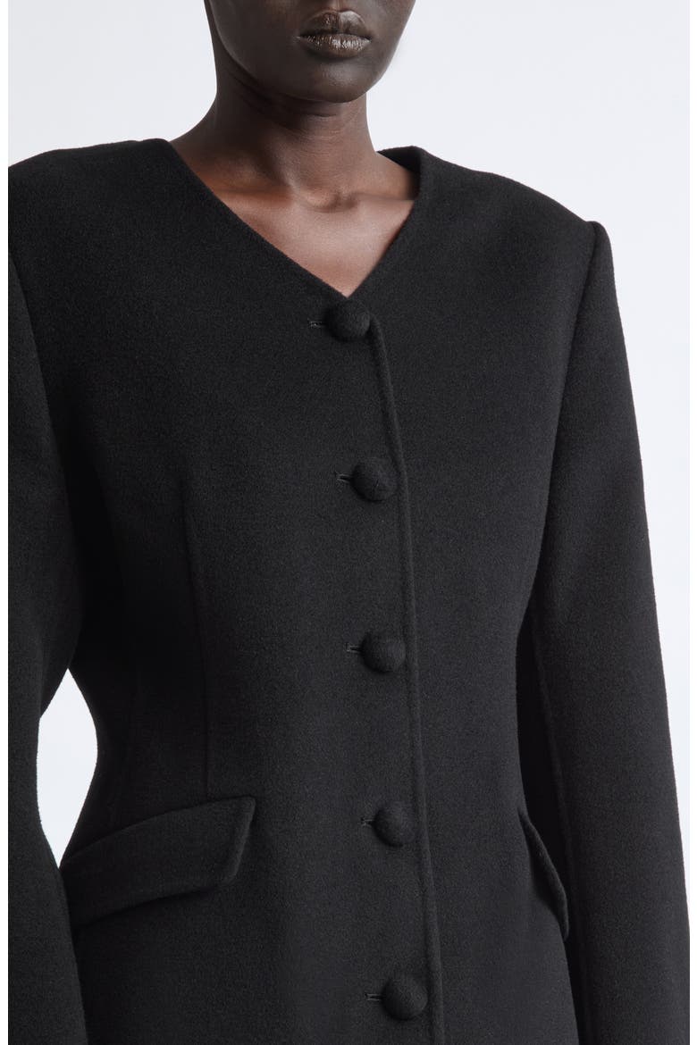 Wool & Cashmere Tailored V Neck Blazer, Alternate, color, BLACK
