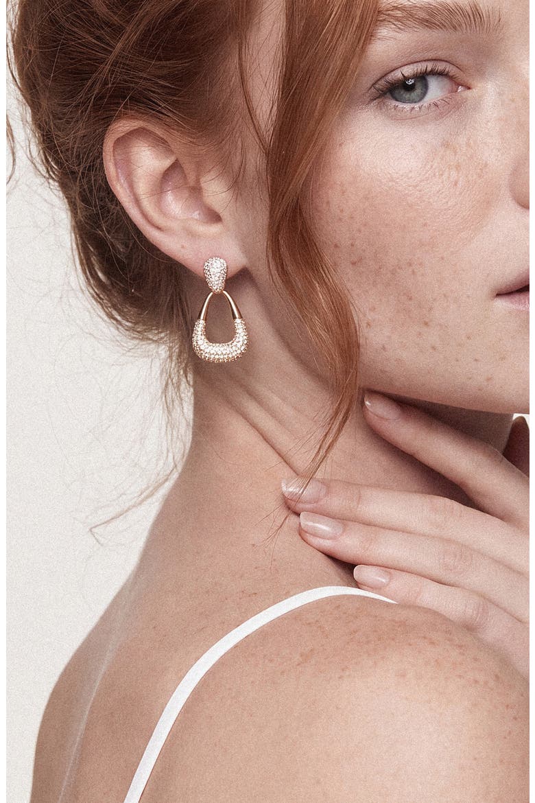 Sparkle Pavé Teardrop Earrings, Alternate, color, GOLD