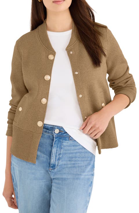 Cotton Blend Milano Knit Bomber Jacket