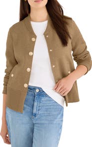 NIC+ZOE Cotton Blend Milano Knit Bomber Jacket
