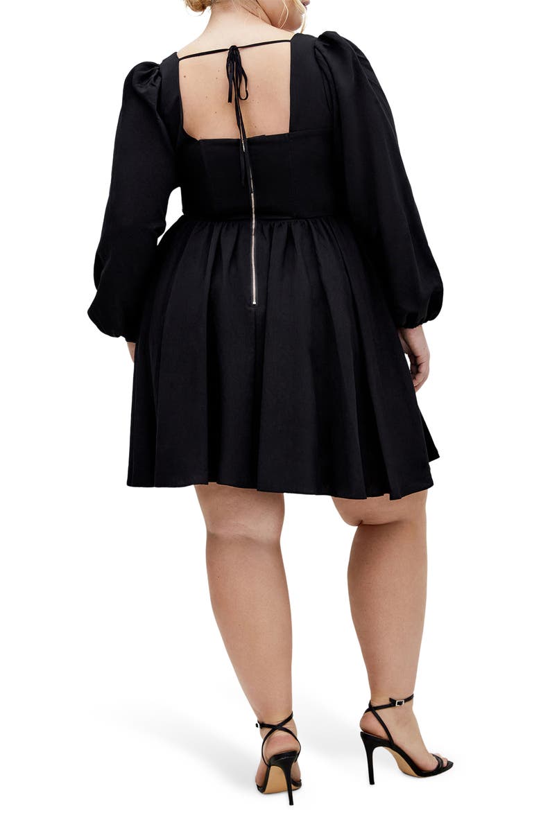 City Chic Cordelia Long Sleeve Minidress, Alternate, color, Black