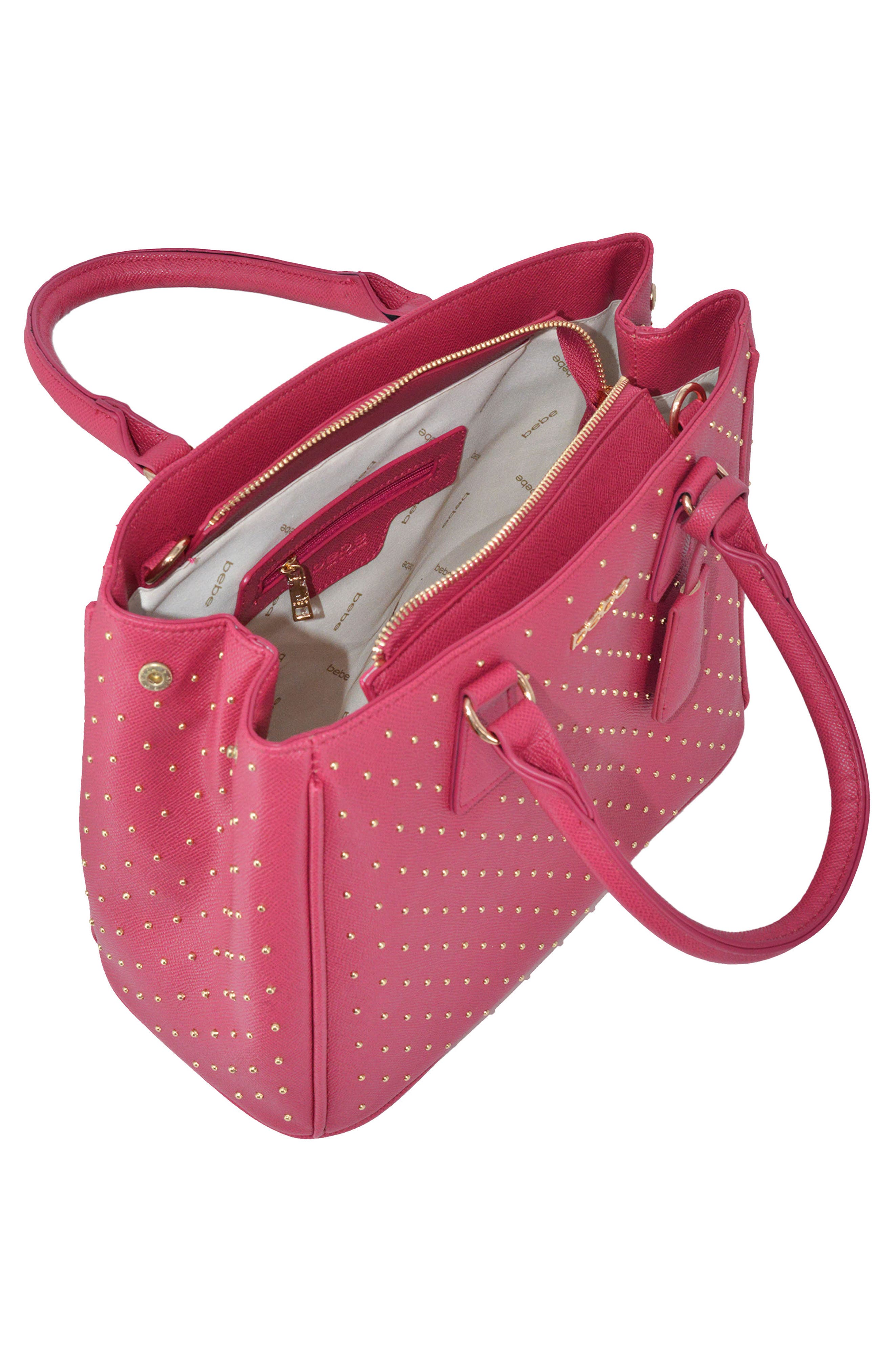Sagan Studded Satchel, Alternate, color, DARK PINK