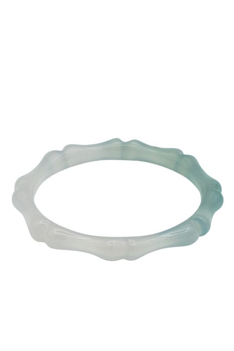 Wave Skinny Round Jade Stone Bangle