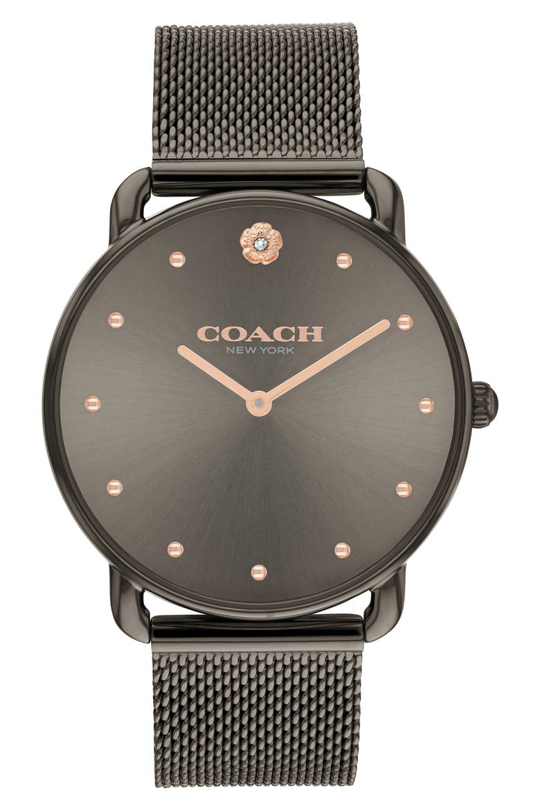 Elliot Mesh Strap Watch, 36mm, Alternate, color, GREY