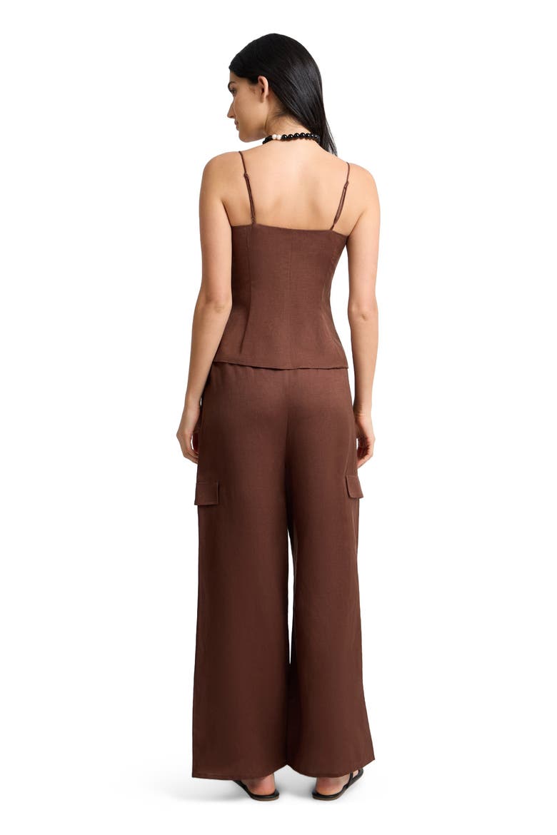 Air Linen Fitted Corset Underwire Top, Alternate, color, Brown