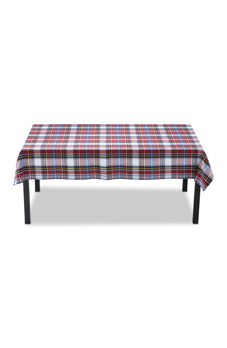 tag Weekend Blue Red Plaid Cotton Tablecloth for Dining, Alternate, color, Red