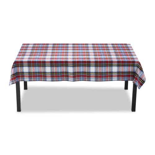 Tag Weekend Blue And Red Plaid Cotton Tablecloth 84"l X 60"w In Multi