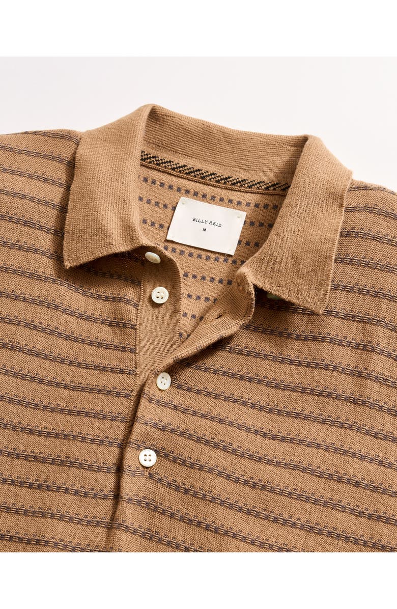 Billy Reid Texture Stripe Polo Sweater, Alternate, color, Camel