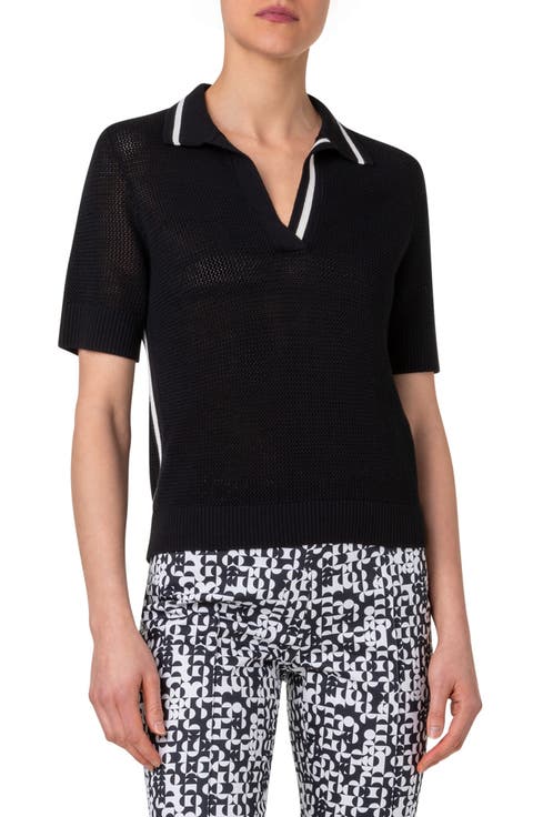 Merino Wool Mesh Sweater Polo