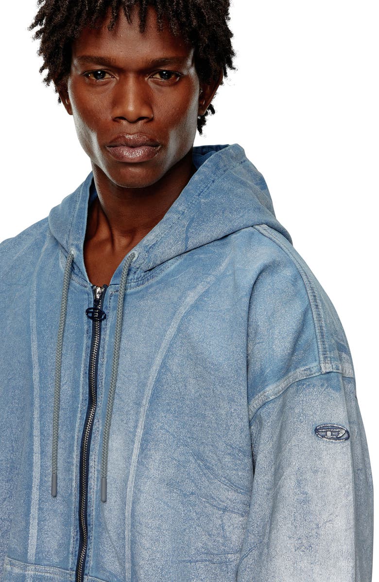 DIESEL<sup>®</sup> D-Gir-S Track Tie Dye Denim Zip-Up Hoodie, Alternate, color,