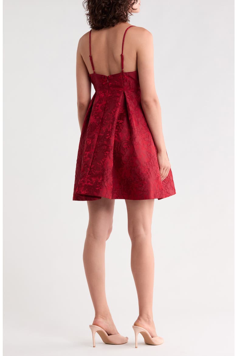 Floral Jacquard Fit & Flare Minidress, Alternate, color, RED CINDER