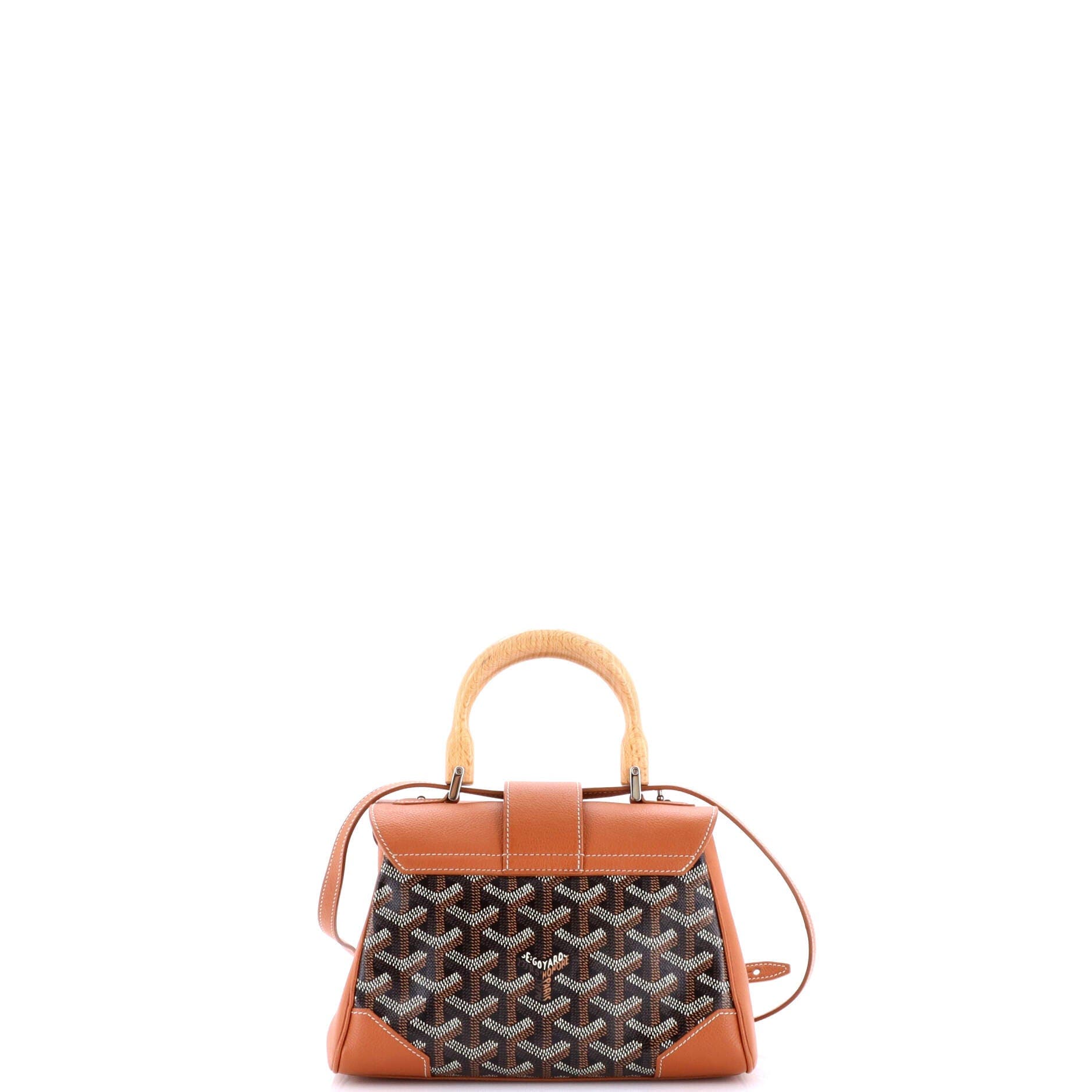 Pre-Owned Goyard Saigon Top Handle Bag Coated Canvas with Leather Mini, Alternate, color, Brown