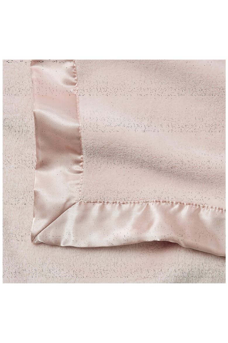 Satin Trim Fleece Blanket, Alternate, color, PINK