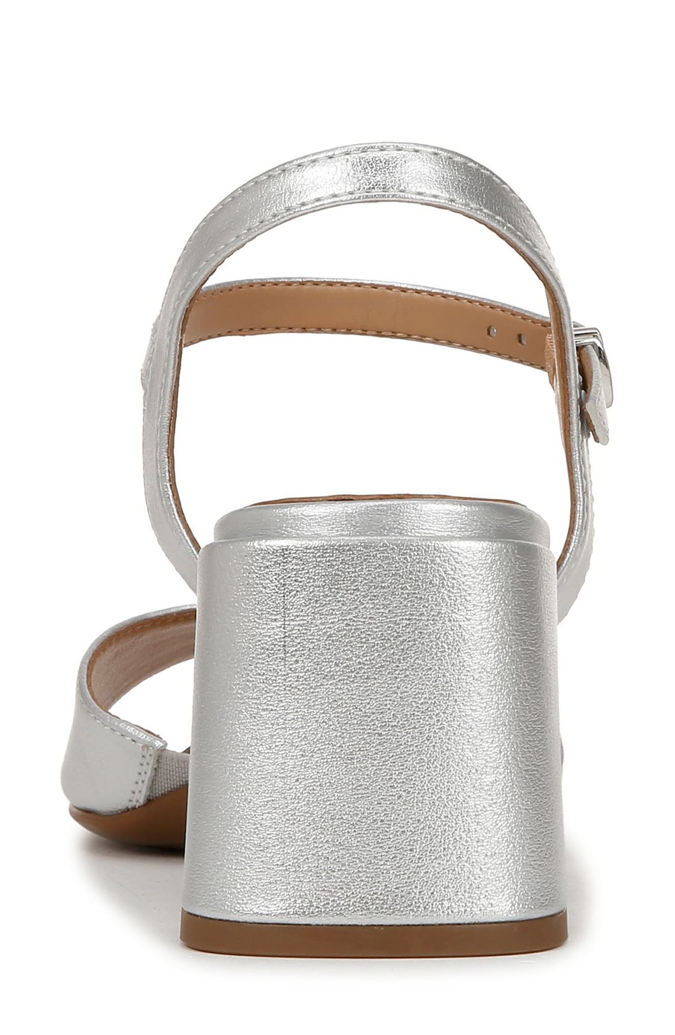 Naturalizer Daisy Block Heel Sandal, Alternate, color, Silver