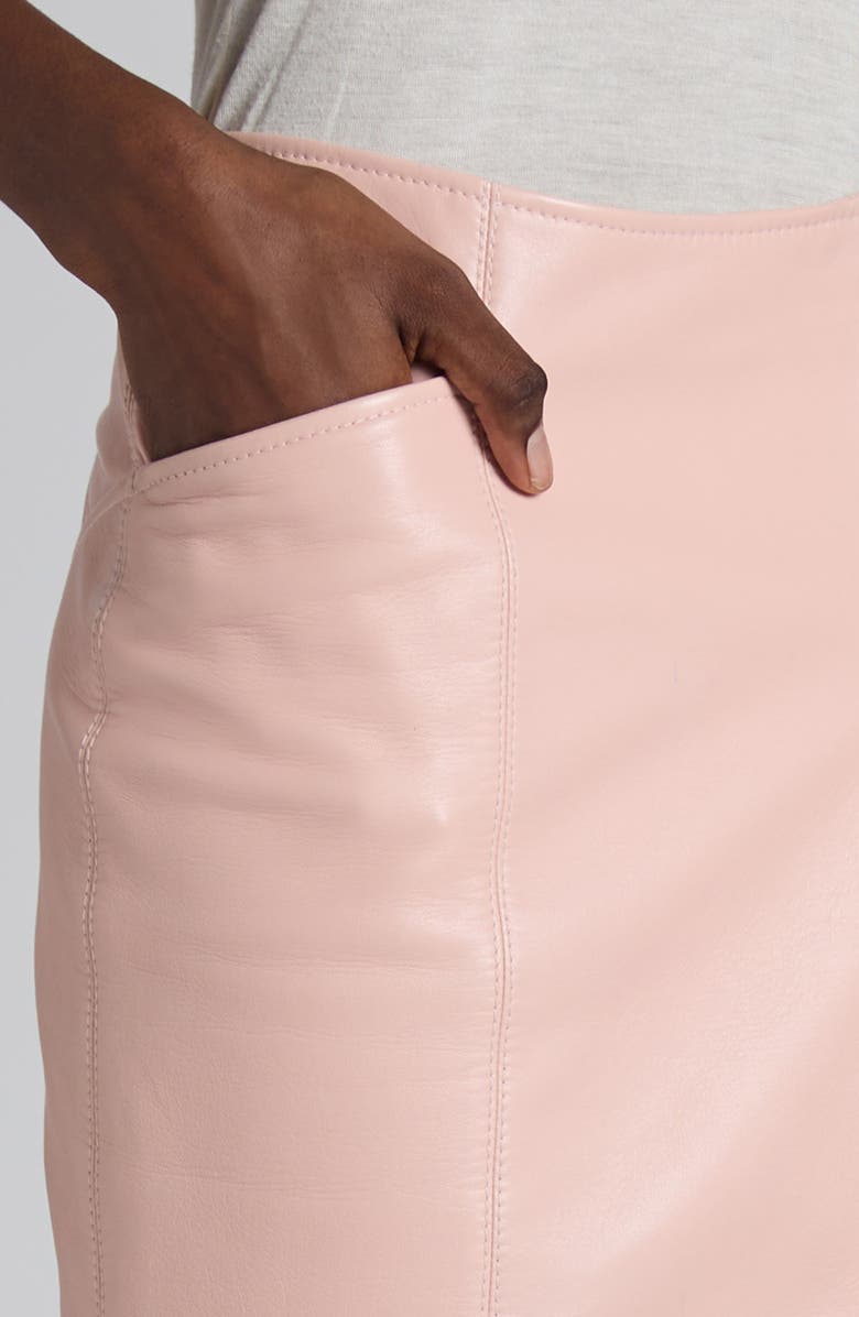 TOM FORD Zip Detail Lambskin Leather Skirt, Alternate, color, Powder Pink