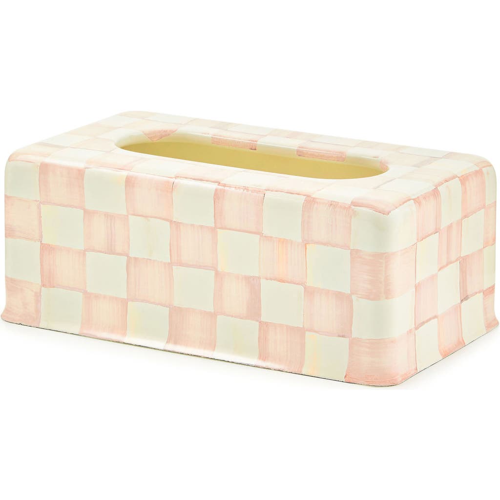 Mackenzie-childs Mackenzie Childs Rosy Check Standard Tissue Box Holder In Pink