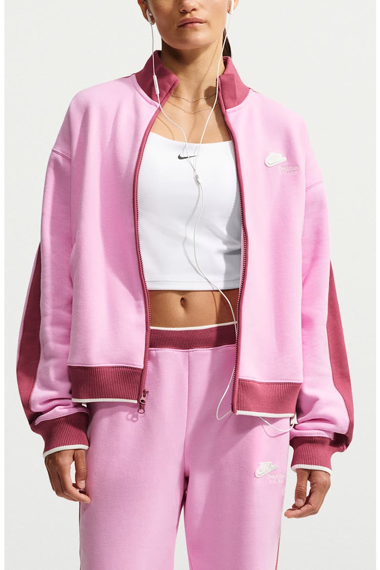 Track Club Fleece Full Zip Jacket, Main, color, PINK RISE/ PINK SMOKE