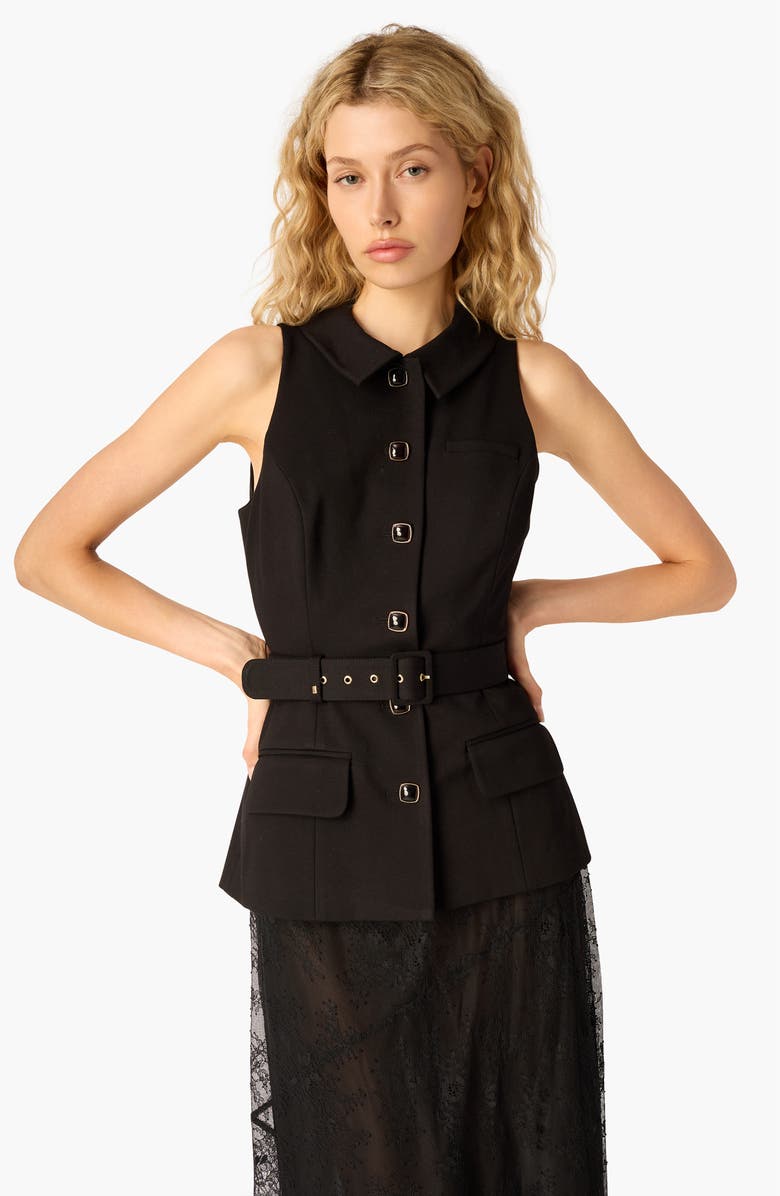 CAMI NYC Yarra Belted Vest, Alternate, color, Black