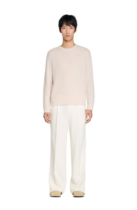 Crew-neck sweater in seed stitch