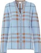 Burberry Ramana Check Jacquard Merino Wool & Silk Blend Cardigan