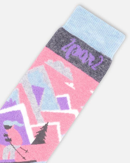 Deux Par Deux Baby Girl Winter Ski Socks With Merino Wool In Multi