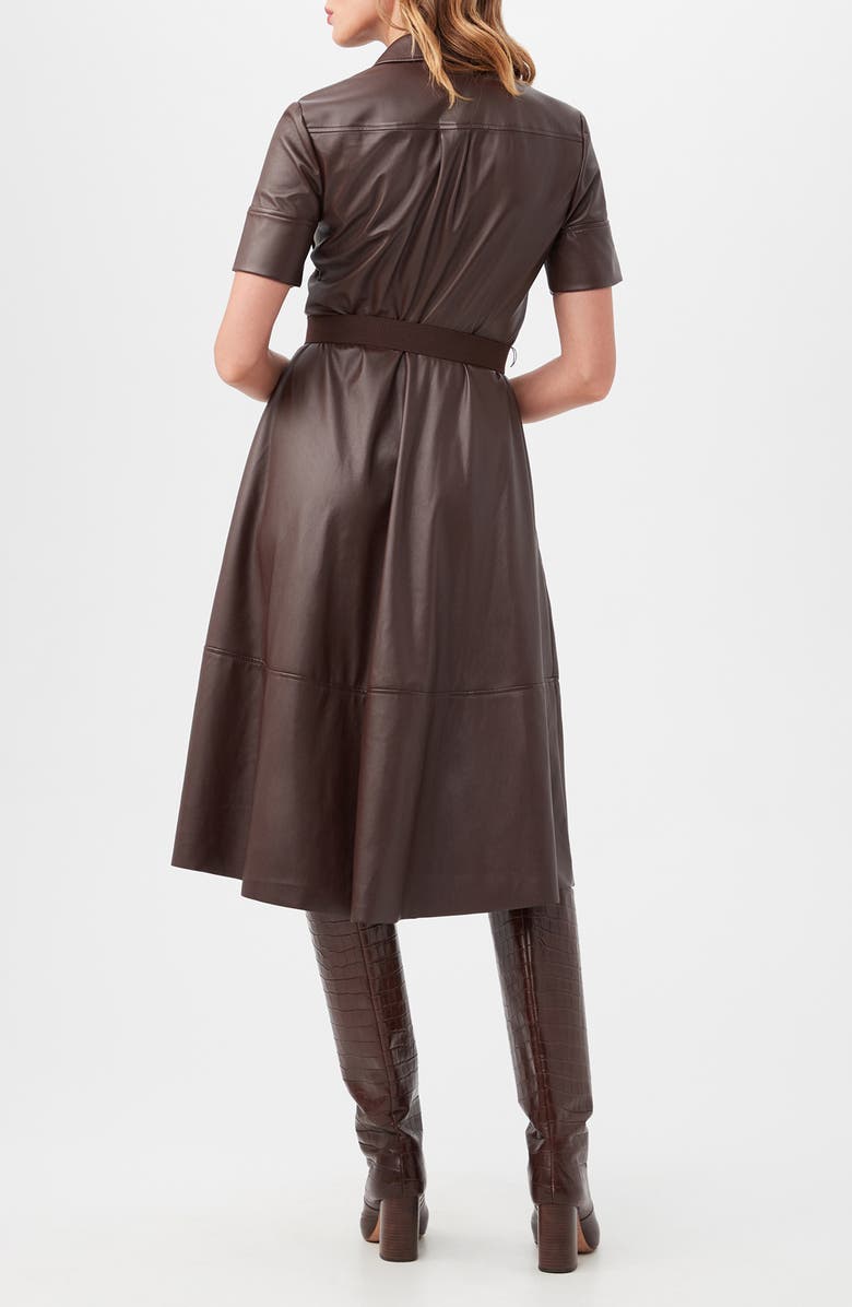 Trina Turk Misola Belted Faux Leather Shirtdress, Alternate, color, Mudcloth