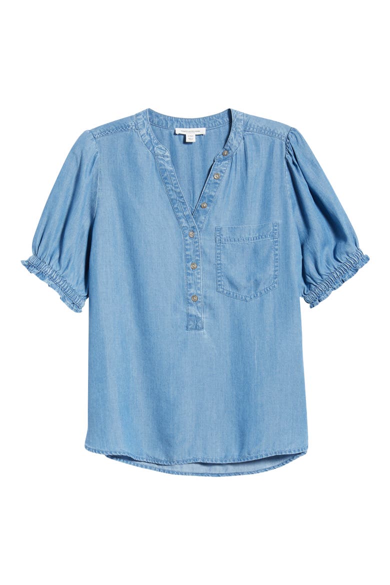 Lowen Short Sleeve Chambray Top, Alternate, color, MEDIUM WASH