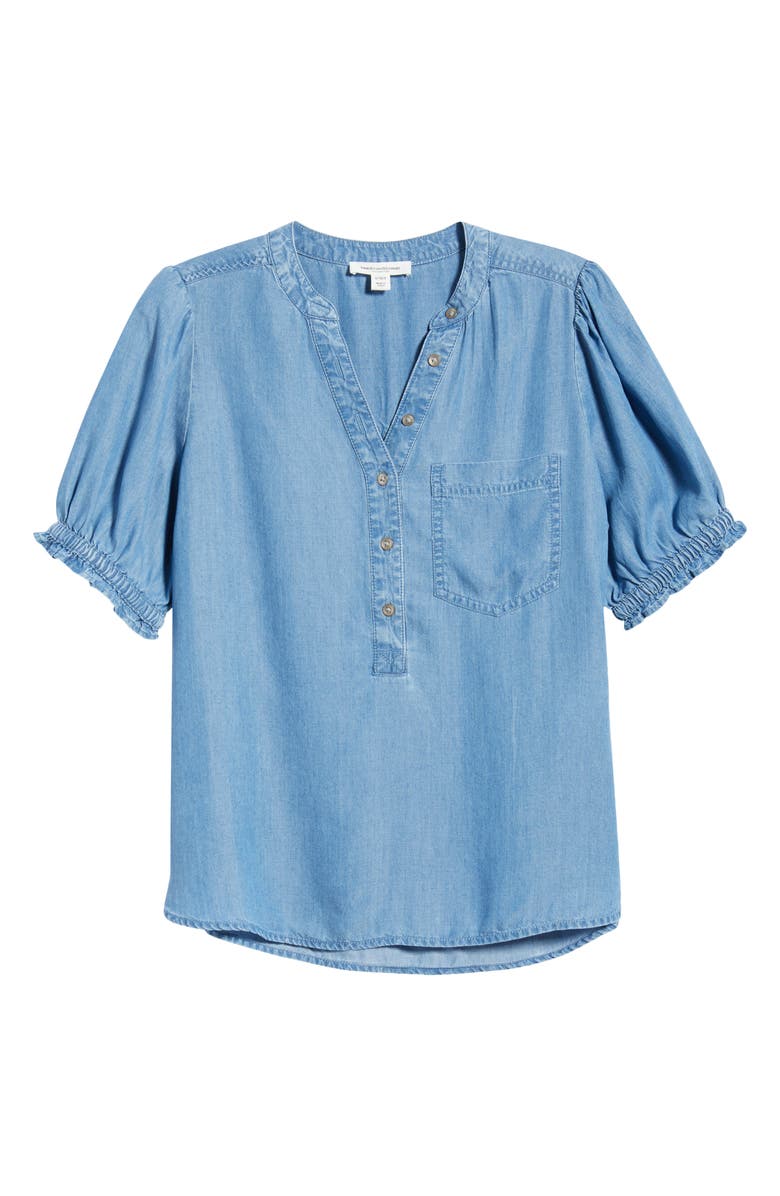 beachlunchlounge Lowen Short Sleeve Chambray Top, Alternate, color, Medium Wash