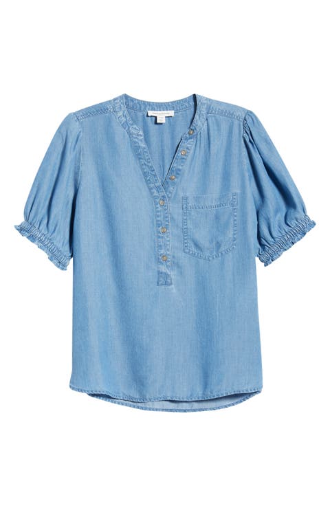 Lowen Short Sleeve Chambray Top