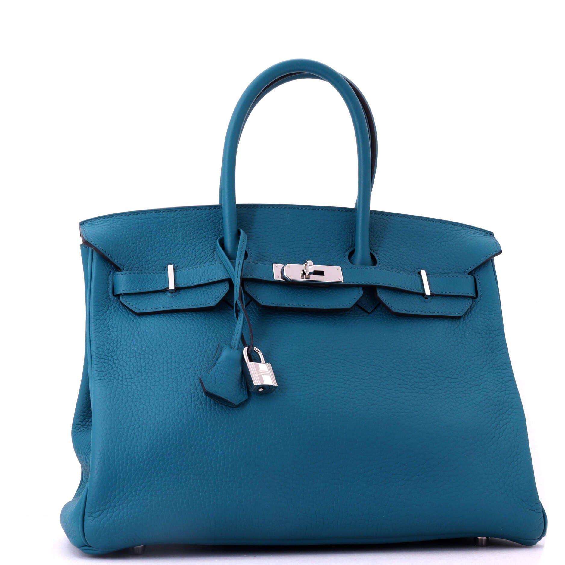 Pre-Owned Hermes Birkin Handbag Blue Clemence with Palladium Hardware 35, Alternate, color, Bleu Izmir
