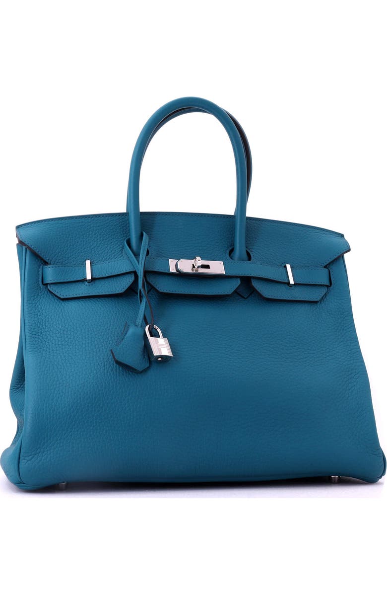 Pre-Owned Hermes Birkin Handbag Blue Clemence with Palladium Hardware 35, Alternate, color, Bleu Izmir