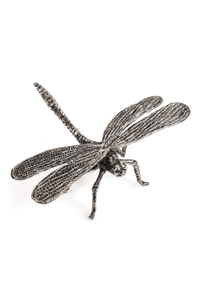 Antique Pewter Dragonfly Decorative Figurine, Main, color, SILVER PLATED