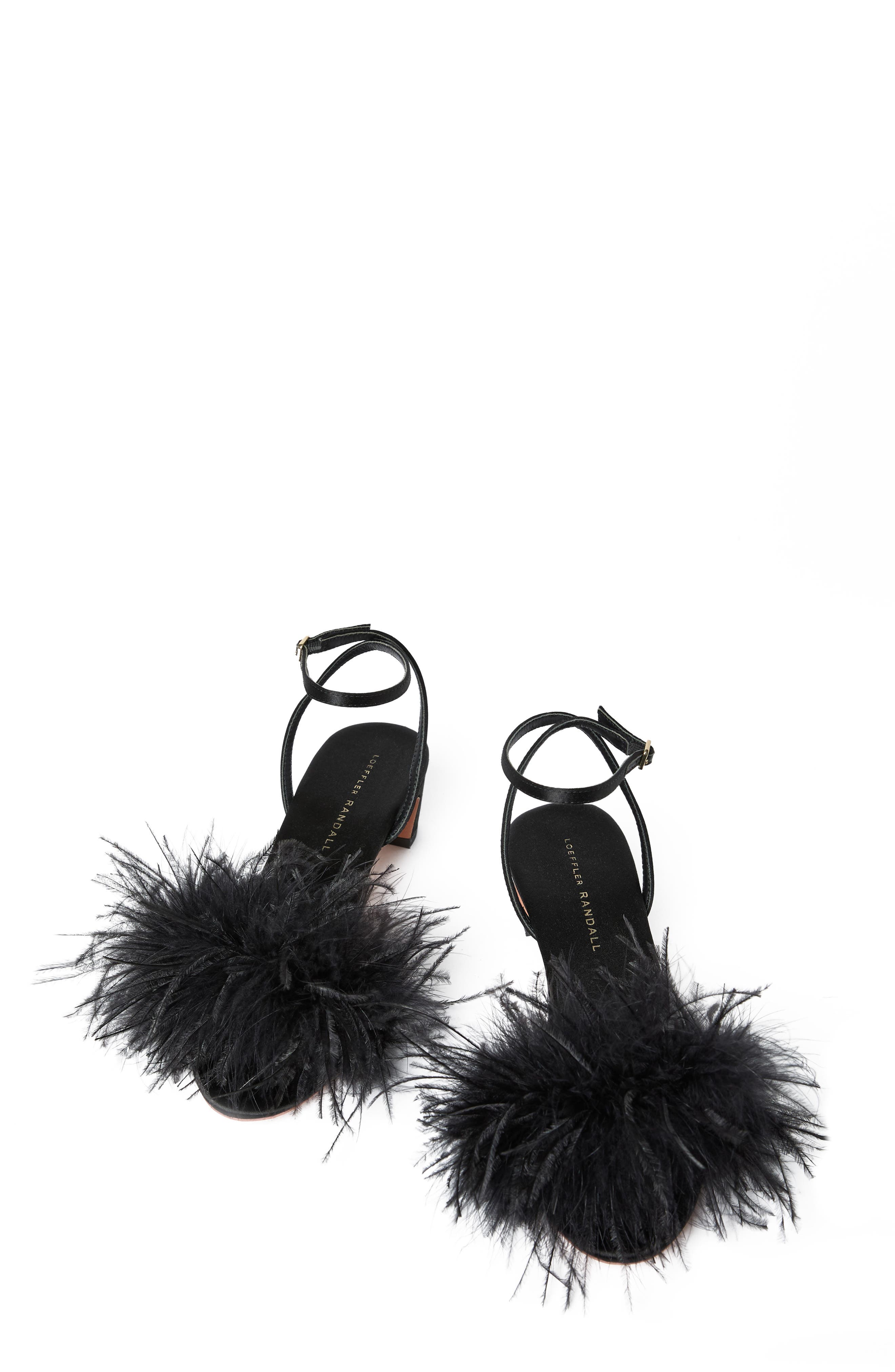 Loeffler Randall Senna Feather Sandal, Alternate, color, Black