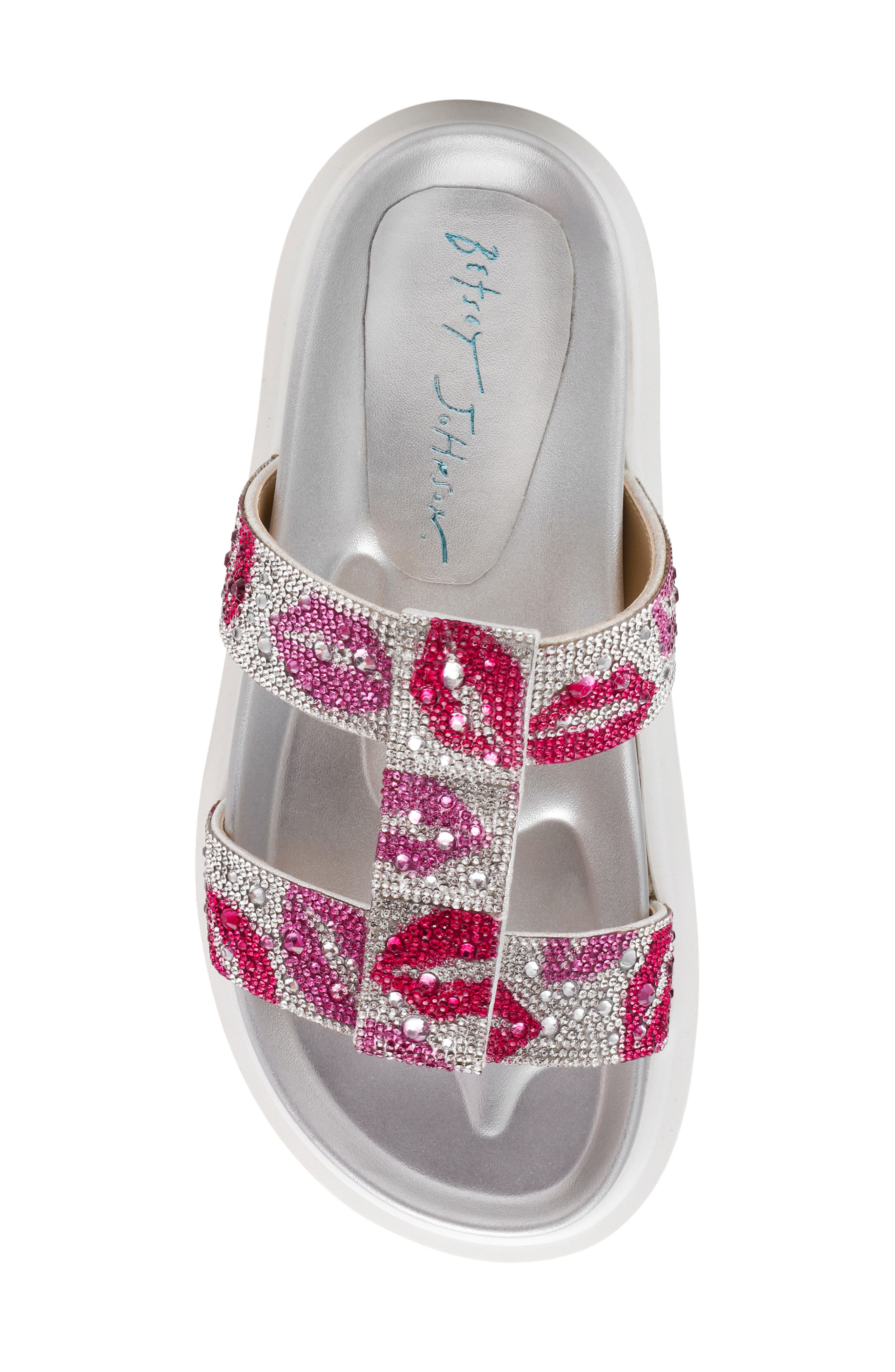 Betsey Johnson Billy Metallic Flatform Slide Sandal, Alternate, color, Multi Lips